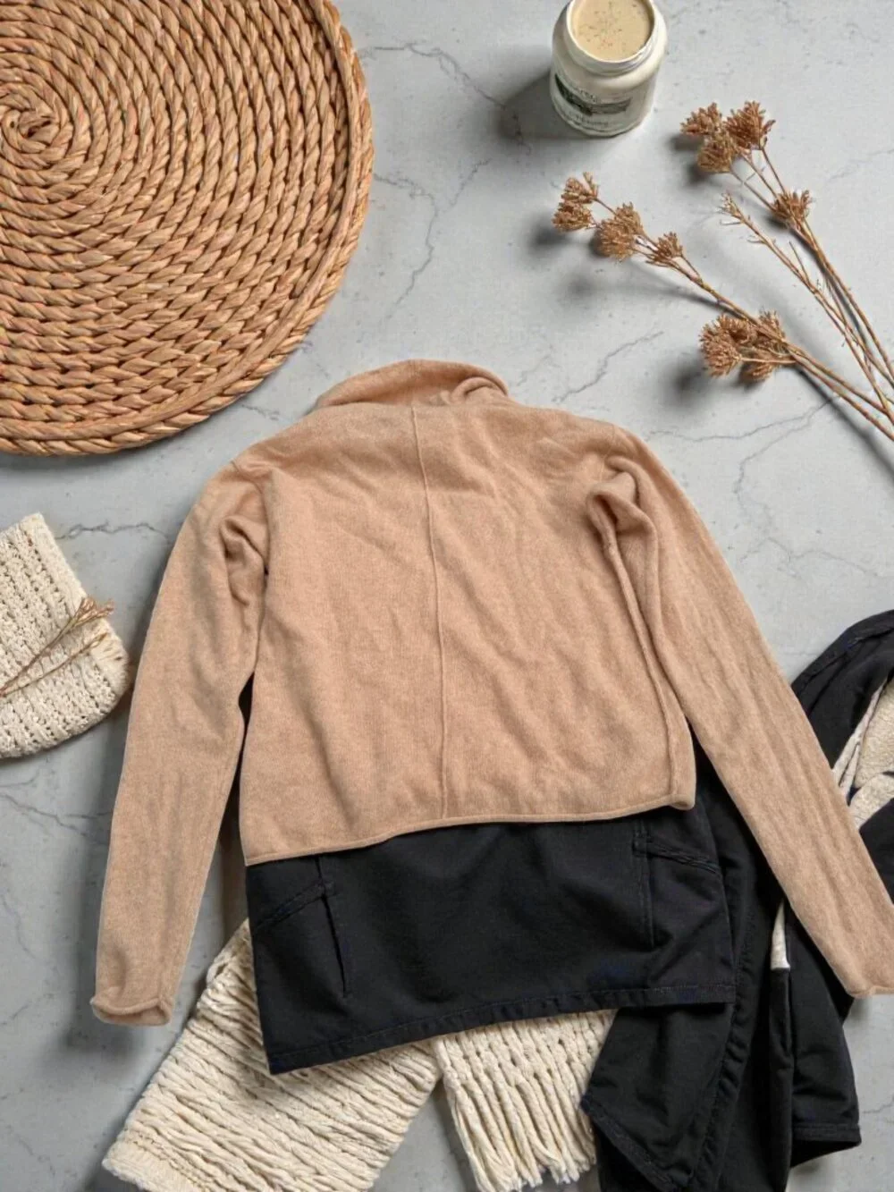 Free People Cozy Tan 100% Cashmere Turtkeneck Sweater Women's Size Medium